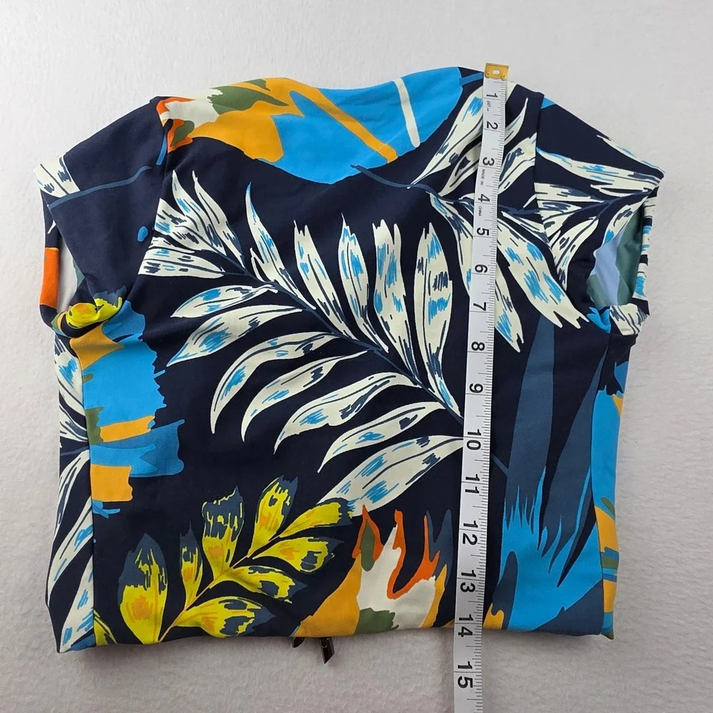 Maaji Reversible Tropical Palm Striped Open Tie Back Swim Crop Top OP18399 Small